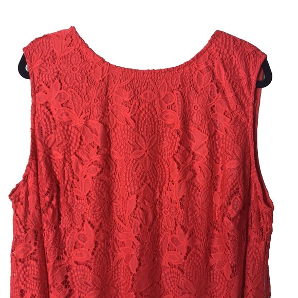 NWT Sharagano New York Women's Poppy Colored Fully Laced Midi Dress  Size 24 W - Picture 3 of 11